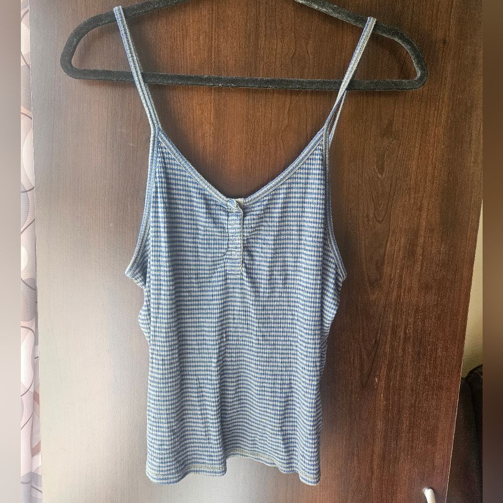 Mossimo Supply Co. Blue And Olive Green Striped Camisole